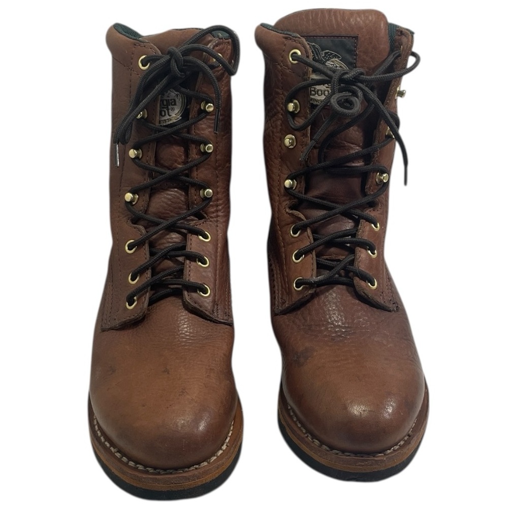 Georgia Boot Women's 8" Barracuda Farm & Ranch Brown Leather Work Boots Size 9.5